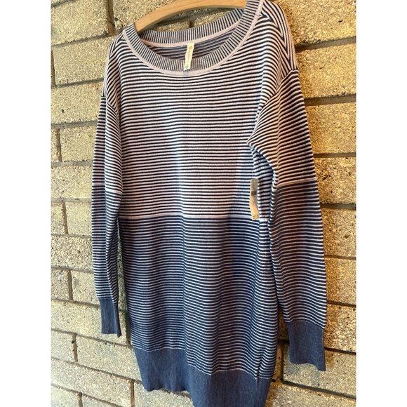 Anthropologie Daily Practice Navy & White Striped Knit Sweater Dress Size S - Picture 2 of 9